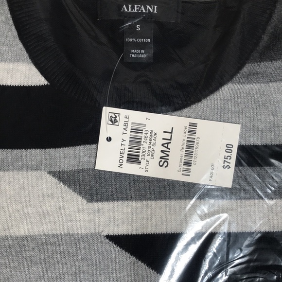 Alfani Mens Sweater Black Size Small Pullover Crew Geometric Pattern $75 - Picture 12 of 14